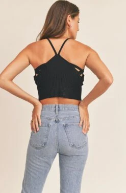 Portia Cutout Halter Top -Dresses Sales Store AMB KWT3220 BLACK 8