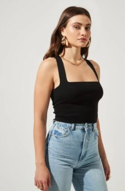 Varley Square Neck Cross Back Top -Dresses Sales Store AMB MWT3641 BLACK 2