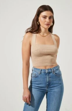 Varley Square Neck Cross Back Top -Dresses Sales Store AMB MWT3641 NUDE 2