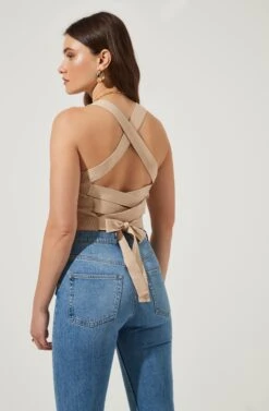 Varley Square Neck Cross Back Top -Dresses Sales Store AMB MWT3641 NUDE 4