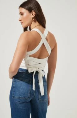 Varley Square Neck Cross Back Top -Dresses Sales Store AMB MWT3641 OFFWHITE 4