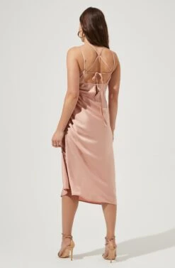 Gretel Ruched Midi Dress -Dresses Sales Store AMB SD6717 DUSTYPEACH 4