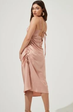 Gretel Ruched Midi Dress -Dresses Sales Store AMB SD6717 DUSTYPEACH 6