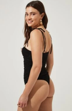 Danbury Ruched Tie Strap Bodysuit -Dresses Sales Store AMB ST6519 6