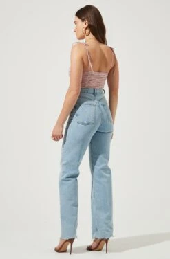 Danbury Ruched Tie Strap Bodysuit -Dresses Sales Store AMB ST6519 DUSTYPINK 3