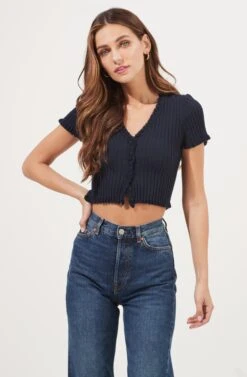 Charmaine Knit Top -Dresses Sales Store AMB WS 191 NAVY 2