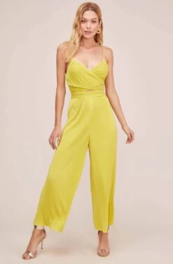 Pleated Cutout Jumpsuit -Dresses Sales Store AP7061 NEON YELLOW 1