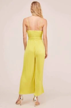 Pleated Cutout Jumpsuit -Dresses Sales Store AP7061 NEON YELLOW 3