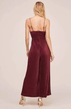 Pleated Cutout Jumpsuit -Dresses Sales Store AP7061 WINE 3