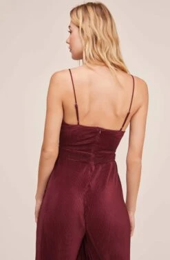 Pleated Cutout Jumpsuit -Dresses Sales Store AP7061 WINE 4