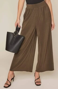 Pleated Wide Leg Pant -Dresses Sales Store AP7071 OLIVE 4A