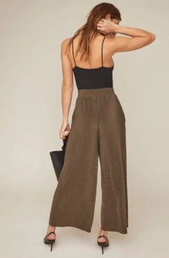 Pleated Wide Leg Pant -Dresses Sales Store AP7071 OLIVE 6A