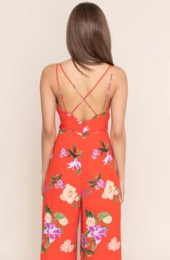 Strappy Back Jumpsuit -Dresses Sales Store AP7086 RED MULTI FLORAL 4A