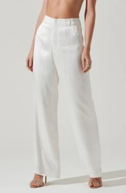 Brigitta Satin Wide Leg Pants -Dresses Sales Store AP7265S WHITE 4