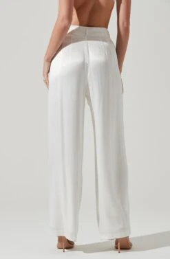 Brigitta Satin Wide Leg Pants -Dresses Sales Store AP7265S WHITE 5