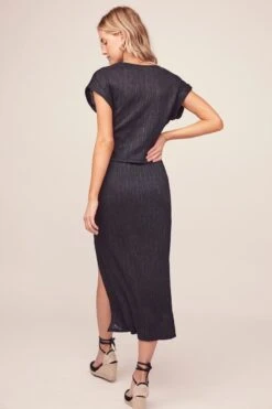 Plisse Midi Skirt -Dresses Sales Store AS9032 BLACK 4 Edit