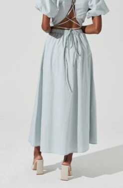 Poplin Midi Skirt -Dresses Sales Store AS9098 DUSTYBLUE 3