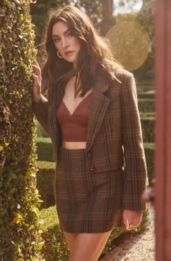 Brina Cropped Plaid Jacket -Dresses Sales Store ASTR FALL22 1211