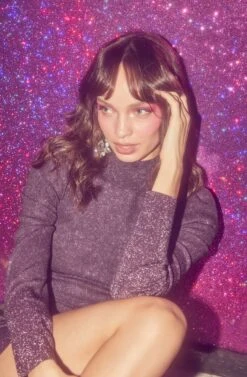 Tillie Metallic Mock Neck Mini Dress -Dresses Sales Store ASTR HOL22 SKATE 1724