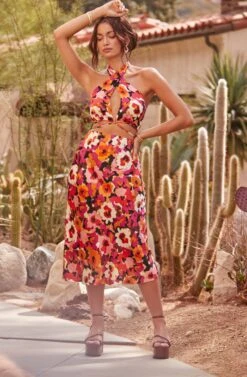 Nava Floral Midi Skirt -Dresses Sales Store ASTR SUMMER23 1318