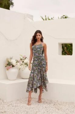 Malvina One Shoulder Floral Midi Dress -Dresses Sales Store ASTR 060720233452