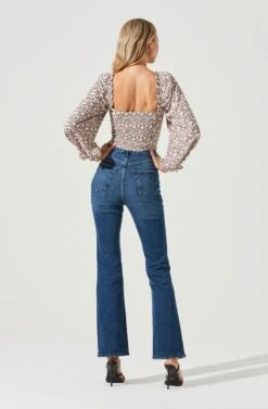 Long Sleeve Sweetheart Neck Top -Dresses Sales Store AT1072B CREAMMAUVEFLORAL 5