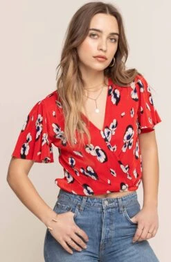 Short Sleeve Crinkle Wrap Top