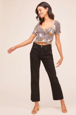 Smocked Floral Short Sleeve Top -Dresses Sales Store AT15549B HOUNDSTOOTH FLORAL 1 Edit 57453410 6f1b 4d15 980f ca63f1158b3f