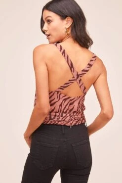 Cross Back Top -Dresses Sales Store AT15556B MAUVE ZEBRA PRINT 4