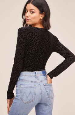 Deep V Leopard Burnout Bodysuit -Dresses Sales Store AT15571B BLK BURNOUT LEOPARD 4