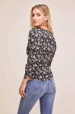 Shirred Floral Top -Dresses Sales Store AT15606B BLACK DITSY FLORAL 5