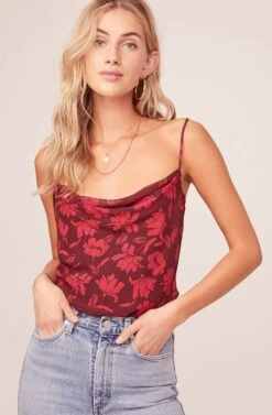 Cowl Drape Floral Cami