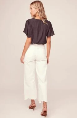 Jacquard Surplice Top -Dresses Sales Store AT15688 BLACK 4A