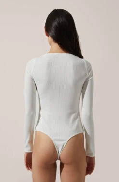 Square Neck Long Sleeve Bodysuit -Dresses Sales Store AT15694 003 WHITE 3