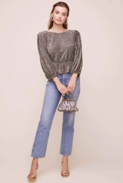 Reversible Peplum Top -Dresses Sales Store AT15867 GOLD METALLIC 10