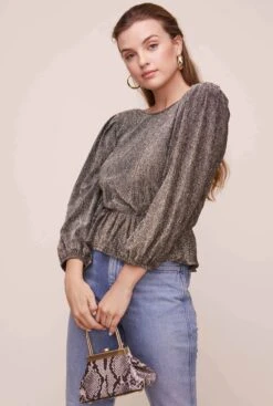 Reversible Peplum Top -Dresses Sales Store AT15867 GOLD METALLIC 12