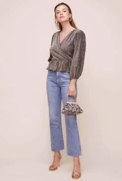 Reversible Peplum Top -Dresses Sales Store AT15867 GOLD METALLIC 6