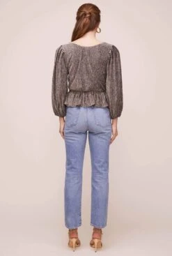 Reversible Peplum Top -Dresses Sales Store AT15867 GOLD METALLIC 8