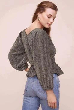 Reversible Peplum Top -Dresses Sales Store AT15867 GOLD METALLIC 9