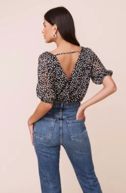 Double V Surplice Bodysuit -Dresses Sales Store AT16157 003 BLACK WHITEFLECKS 5 c50c0b0e a1c2 443b 872a 3349abbf6599