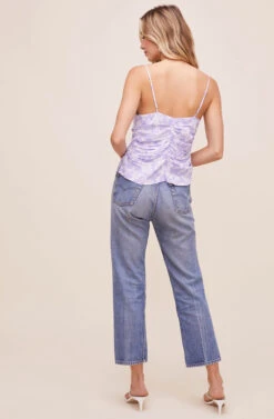 Ruched Floral Cami -Dresses Sales Store AT16159 LAVENDER DAISY 2