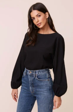 Long Sleeve Dolman Textured Top -Dresses Sales Store AT16177 003 BLACK 2