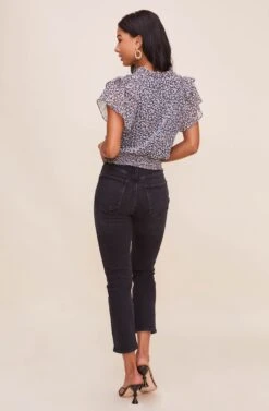 Ruffle Sleeve Top -Dresses Sales Store AT16190 NAVYMULTIFLORAL 7