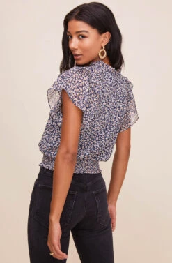 Ruffle Sleeve Top -Dresses Sales Store AT16190 NAVYMULTIFLORAL 8