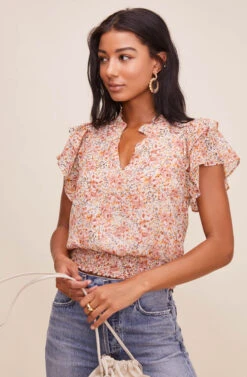 Ruffle Sleeve Top -Dresses Sales Store AT16190 PEACHMAUVEFLORAL 4