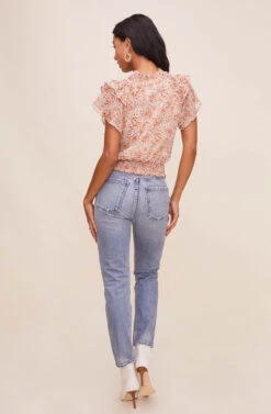 Ruffle Sleeve Top -Dresses Sales Store AT16190 PEACHMAUVEFLORAL 6