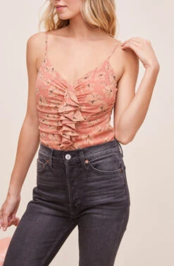 Ruffled Shirred Cami -Dresses Sales Store AT16223 CLAY FLORAL 8