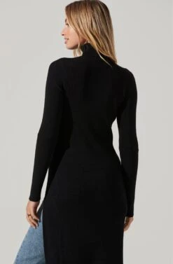 Hi Slit Turtleneck Sweater -Dresses Sales Store AT16295 BLACK 4