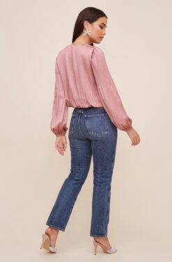 Long Sleeve Wrap Front Top -Dresses Sales Store AT16312 BLUSH 4