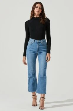 Prue Long Sleeve Back Twist Bodysuit -Dresses Sales Store AT16474 BLACK 1